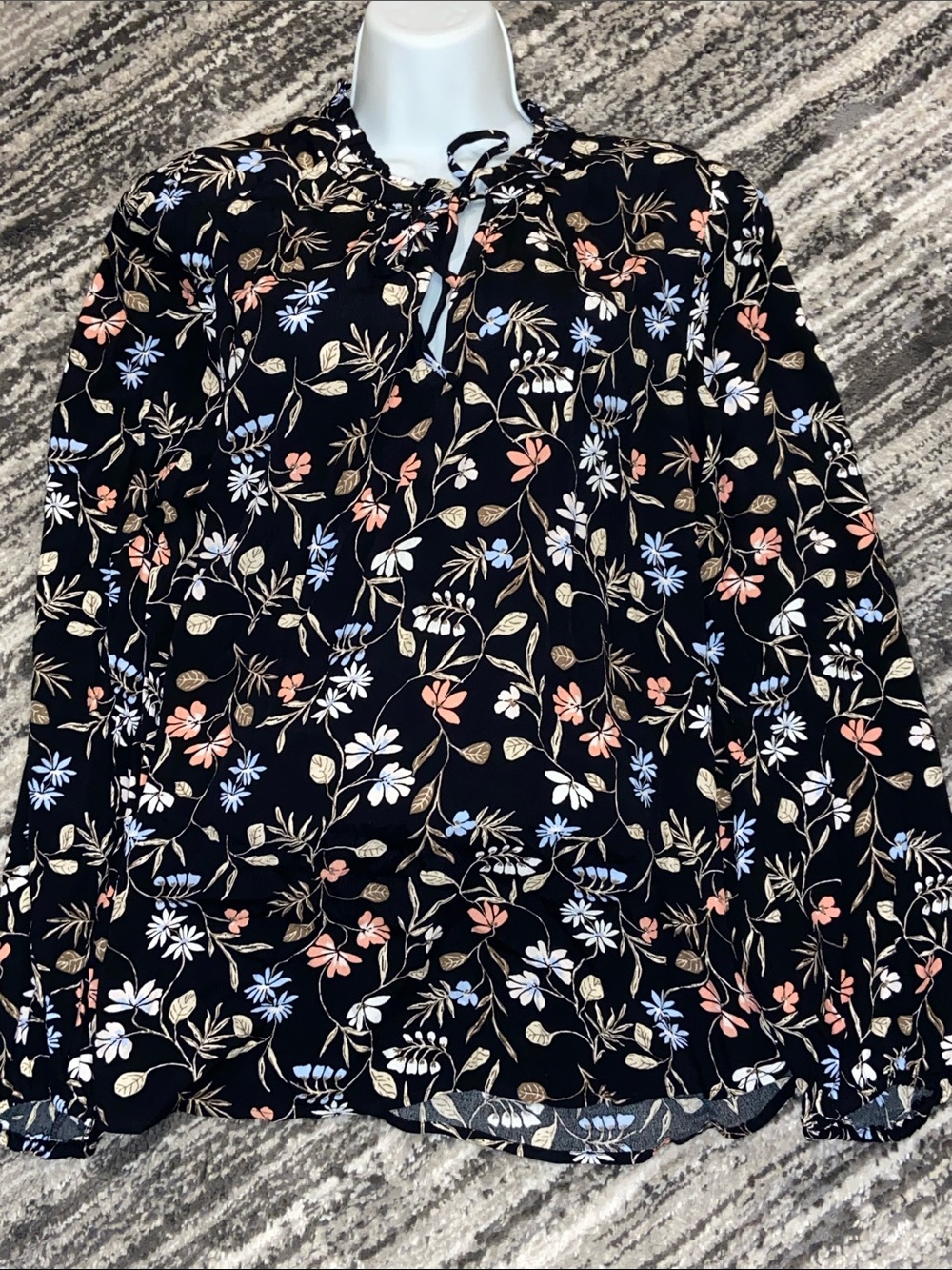 NWT Loft black floral, long sleeve top size large